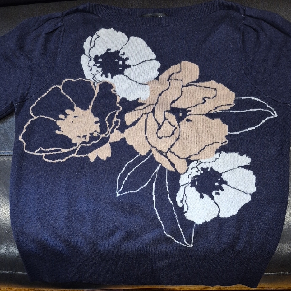 Ann Taylor Navy Floral Sweater